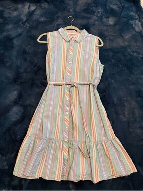 Tommy Hilfiger Pastel Multi-Striped Sleeveless Shirt Dress
